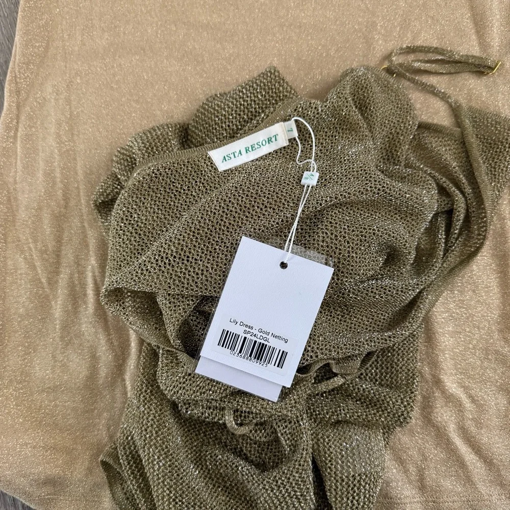 Asta resort Lily gold metallic mesh slip dress - Picture 7 of 8